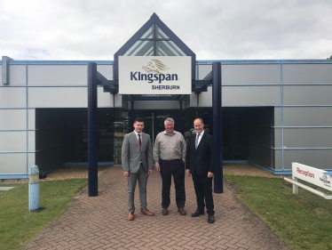 Councillor Keane Duncan (Leader, Ryedale District Council), Tom Paul (Director, Kingspan) and Kevin Hollinrake MP